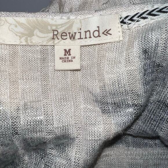 Rewind womens size M ribbed crochet embroidered crochet lace vented back tunic - Picture 6 of 7